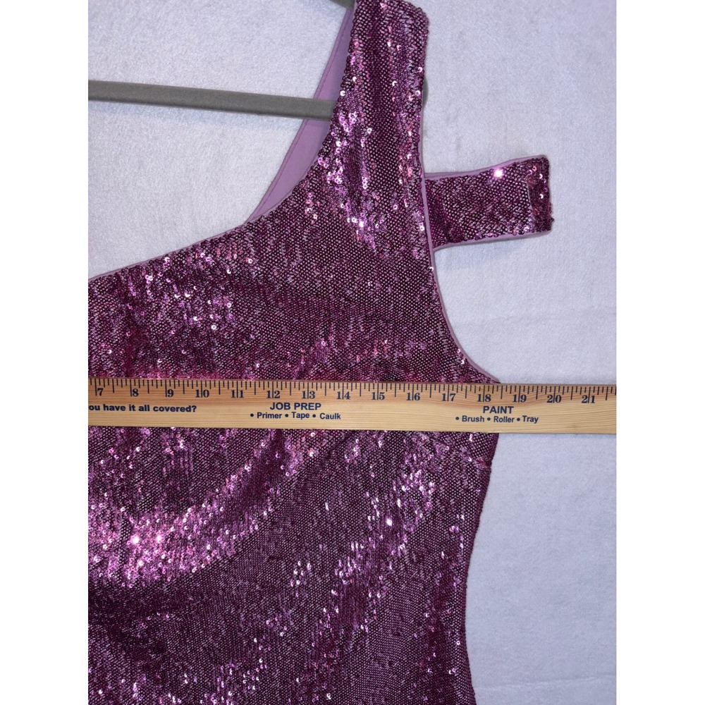 Likely Sequin Toscano mini dress One Shoulder Cutout Strap prom Barbiecore Sz 14 - Picture 8 of 11